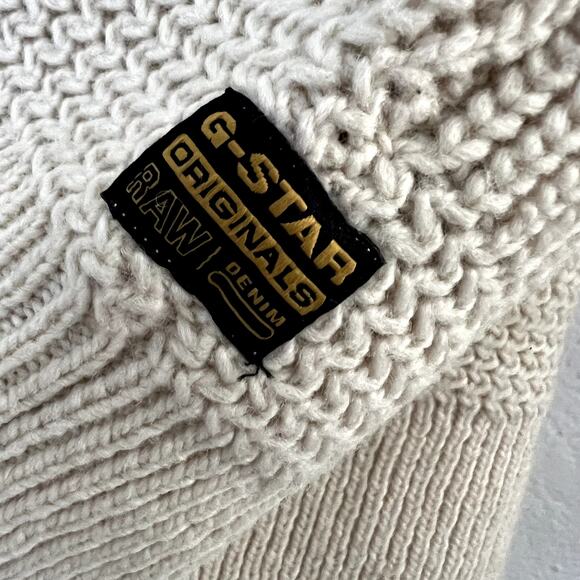 G STAR RAW Women's size L Weet Weave Knitted Ivory Chunky Sweater Wool Blend - Picture 7 of 10